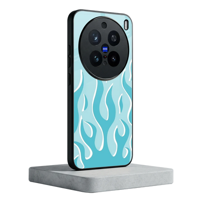 Y2K Retro Blue Flames vivo x200 pro mobile cover | shockproof glass phone case
