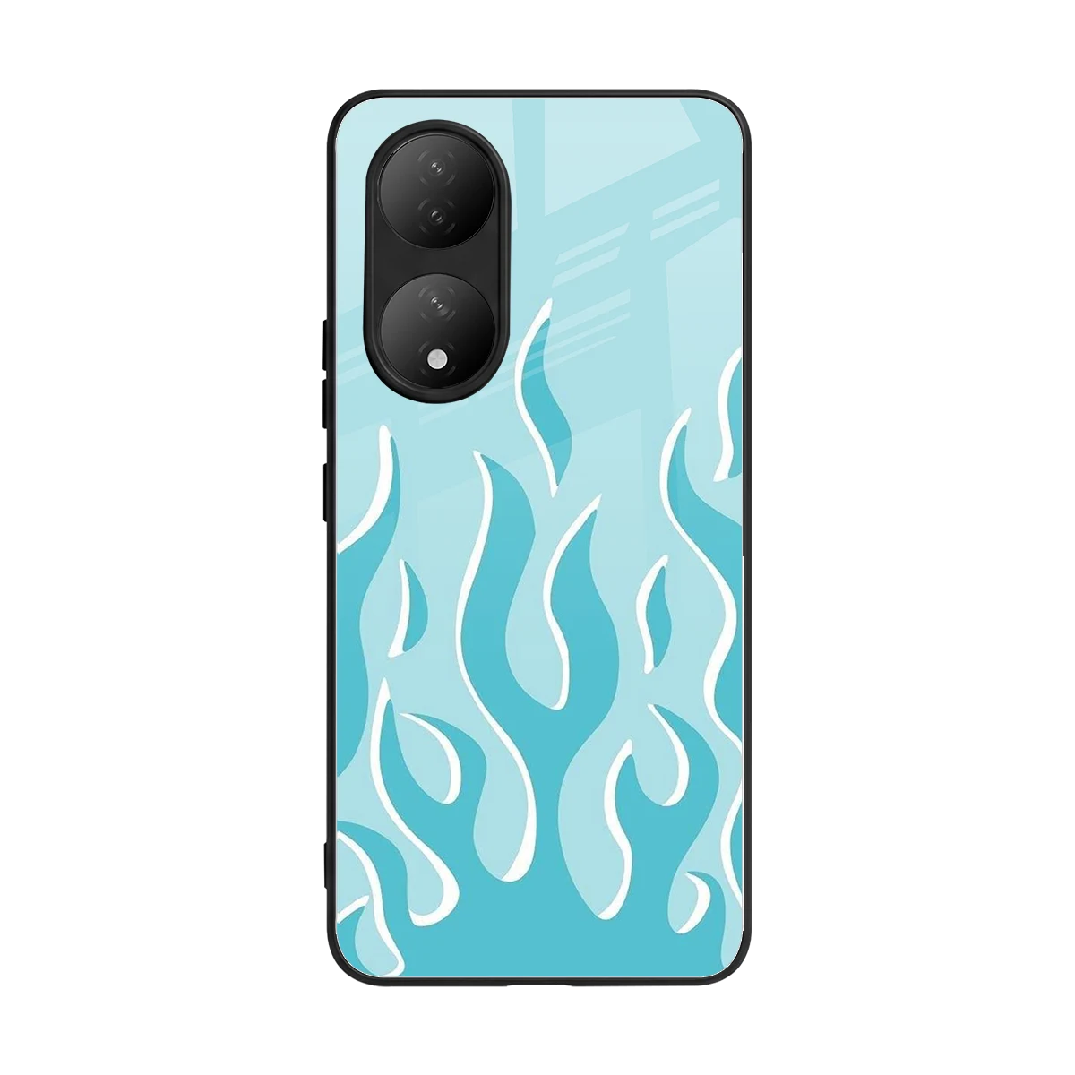 Y2K Retro Blue Flames back phone cover | glass case for Vivo-y100