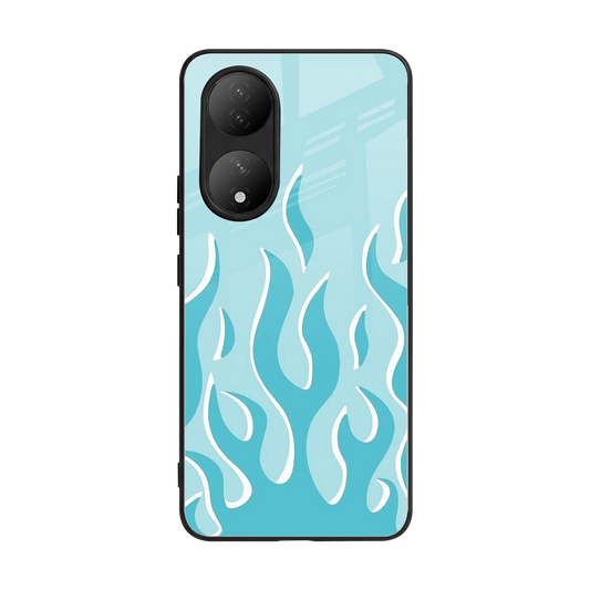 Y2K Retro Blue Flames back phone cover | glass case for Vivo-y100