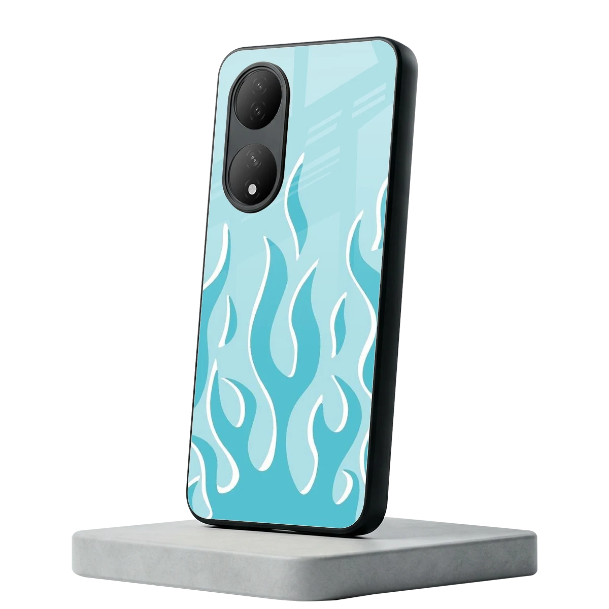 Y2K Retro Blue Flames Vivo-y100 mobile cover | shockproof glass phone case