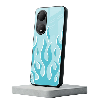 Y2K Retro Blue Flames Vivo-y100 mobile cover | shockproof glass phone case