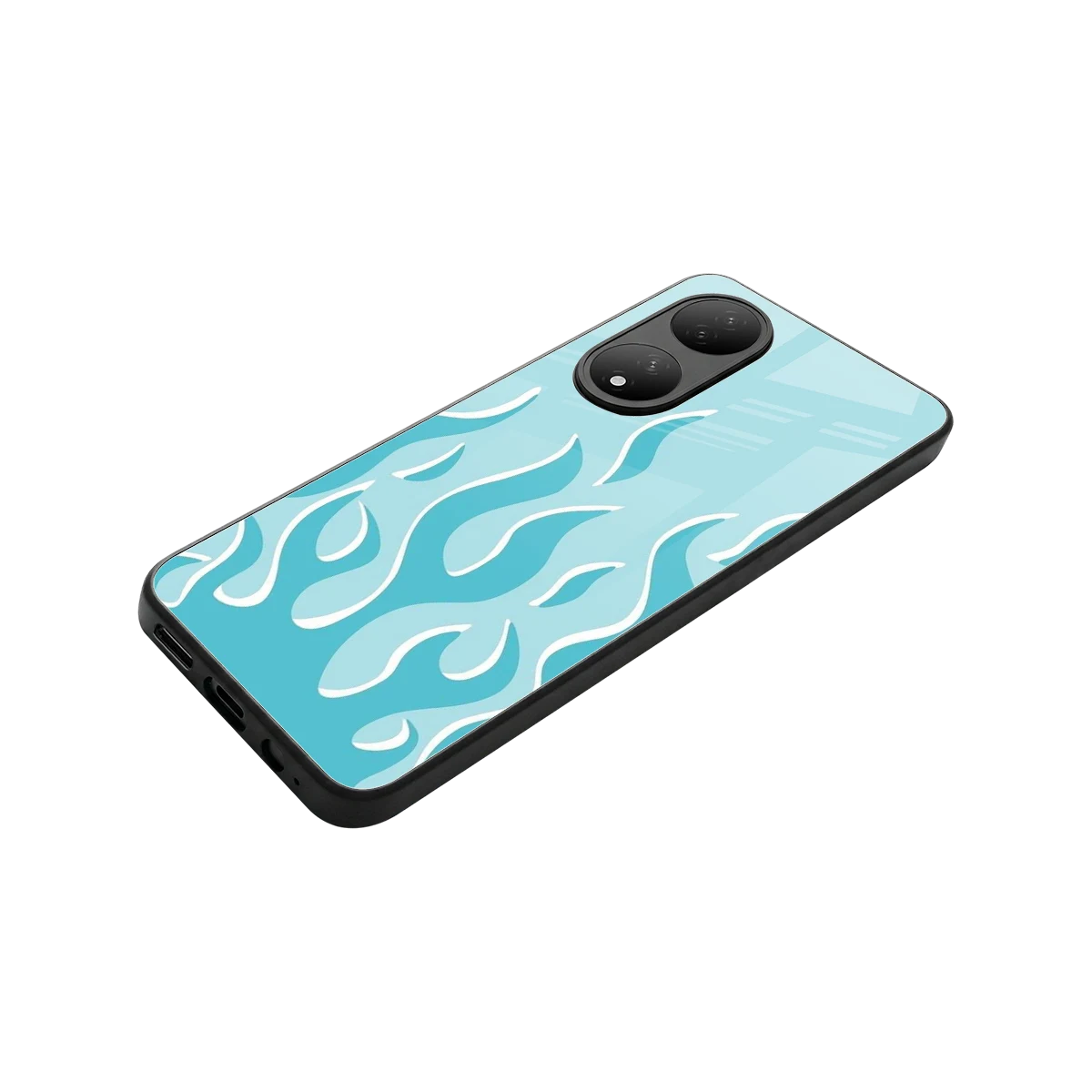 Y2K Retro Blue Flames stylish phone case for Vivo-y100 | glossy glass and slim fit
