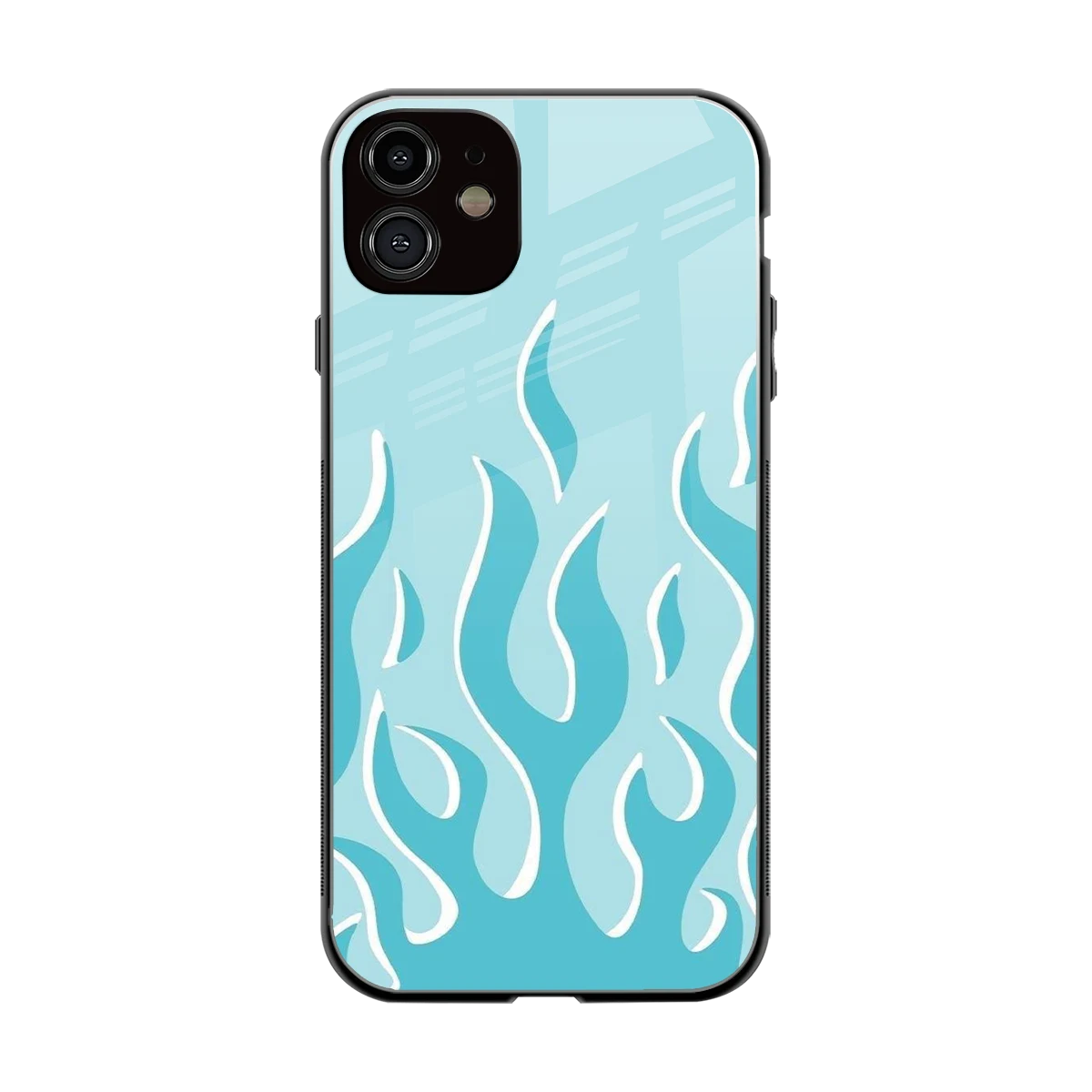 Y2K Retro Blue Flames back phone cover | glass case for iphone 12