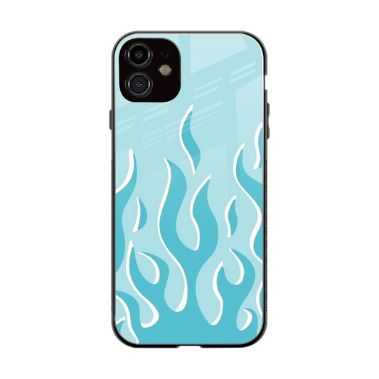 Y2K Retro Blue Flames back phone cover | glass case for iphone 11