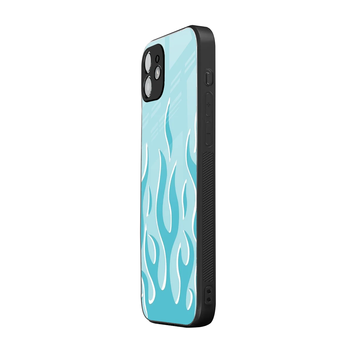 Y2K Retro Blue Flames iphone 12 mobile cover | shockproof glass phone case