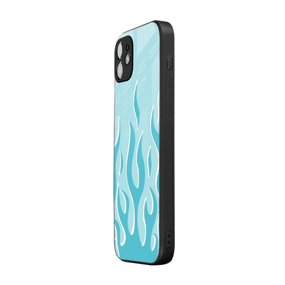 Y2K Retro Blue Flames iphone 12 mobile cover | shockproof glass phone case