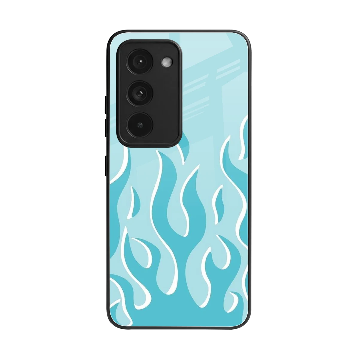 Y2K Retro Blue Flames back phone cover | glass case for redmi 15 5g