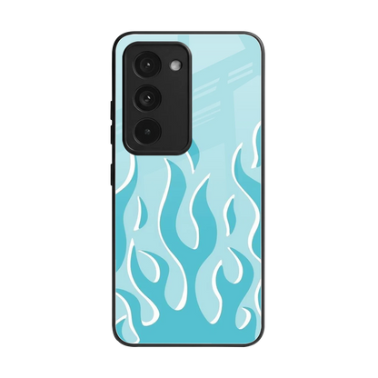 Y2K Retro Blue Flames back phone cover | glass case for redmi 15 5g