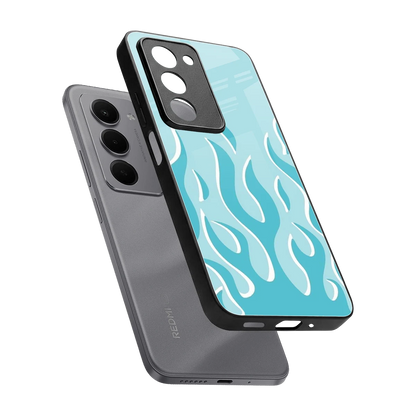 Y2K Retro Blue Flames sleek redmi 15 5g cover with tempered glass back and TPU edges