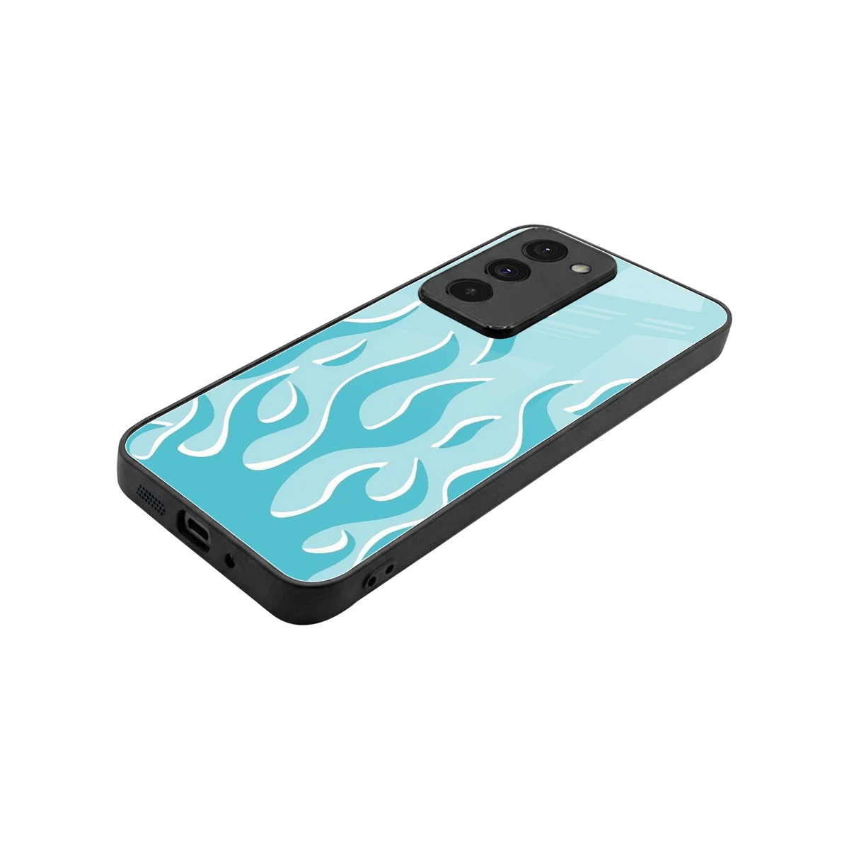 Y2K Retro Blue Flames stylish phone case for redmi 15 5g | glossy glass and slim fit