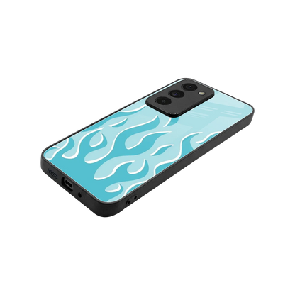 Y2K Retro Blue Flames stylish phone case for redmi 15 5g | glossy glass and slim fit