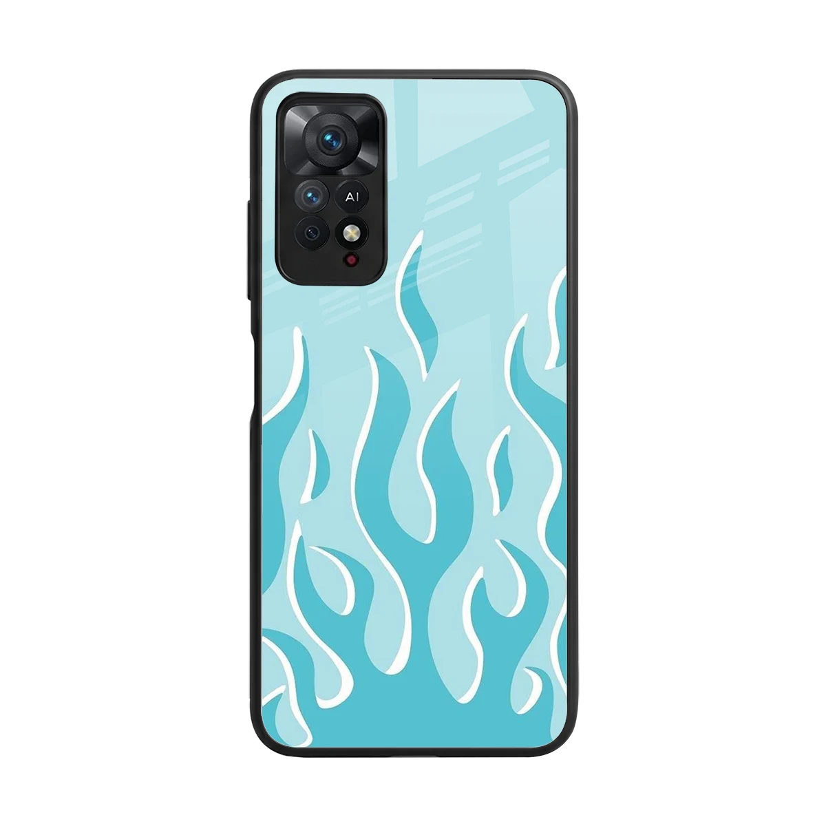 Y2K Retro Blue Flames back phone cover | glass case for redmi note 11 pro