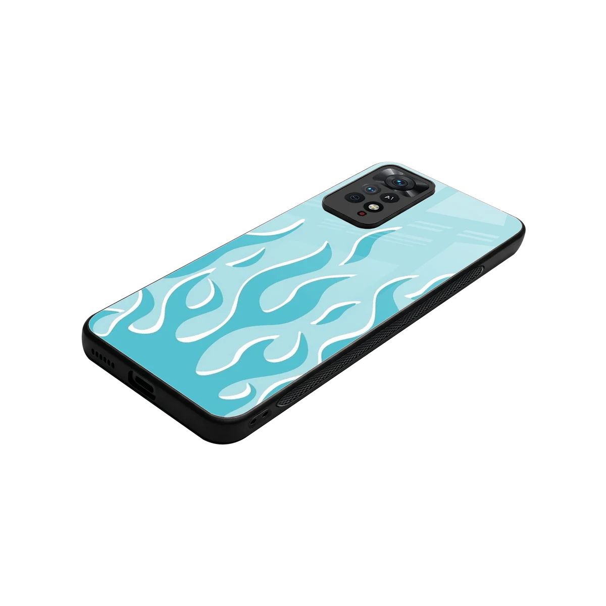 Y2K Retro Blue Flames stylish phone case for redmi note 11 pro | glossy glass and slim fit