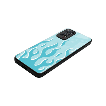 Y2K Retro Blue Flames stylish phone case for redmi note 11 pro | glossy glass and slim fit