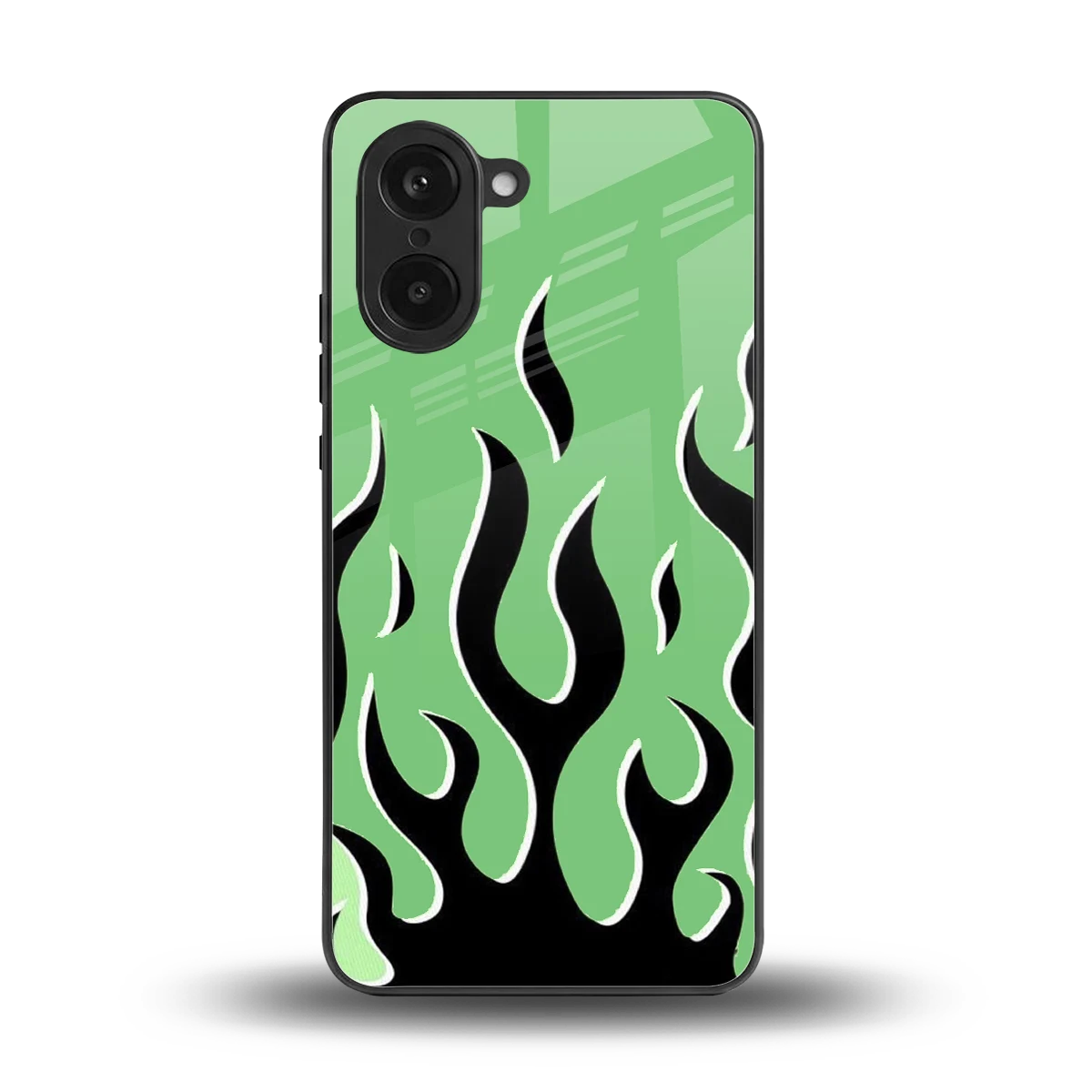 Y2K Retro Green Flames back phone cover | glass case for oneplus nord ce5 5g