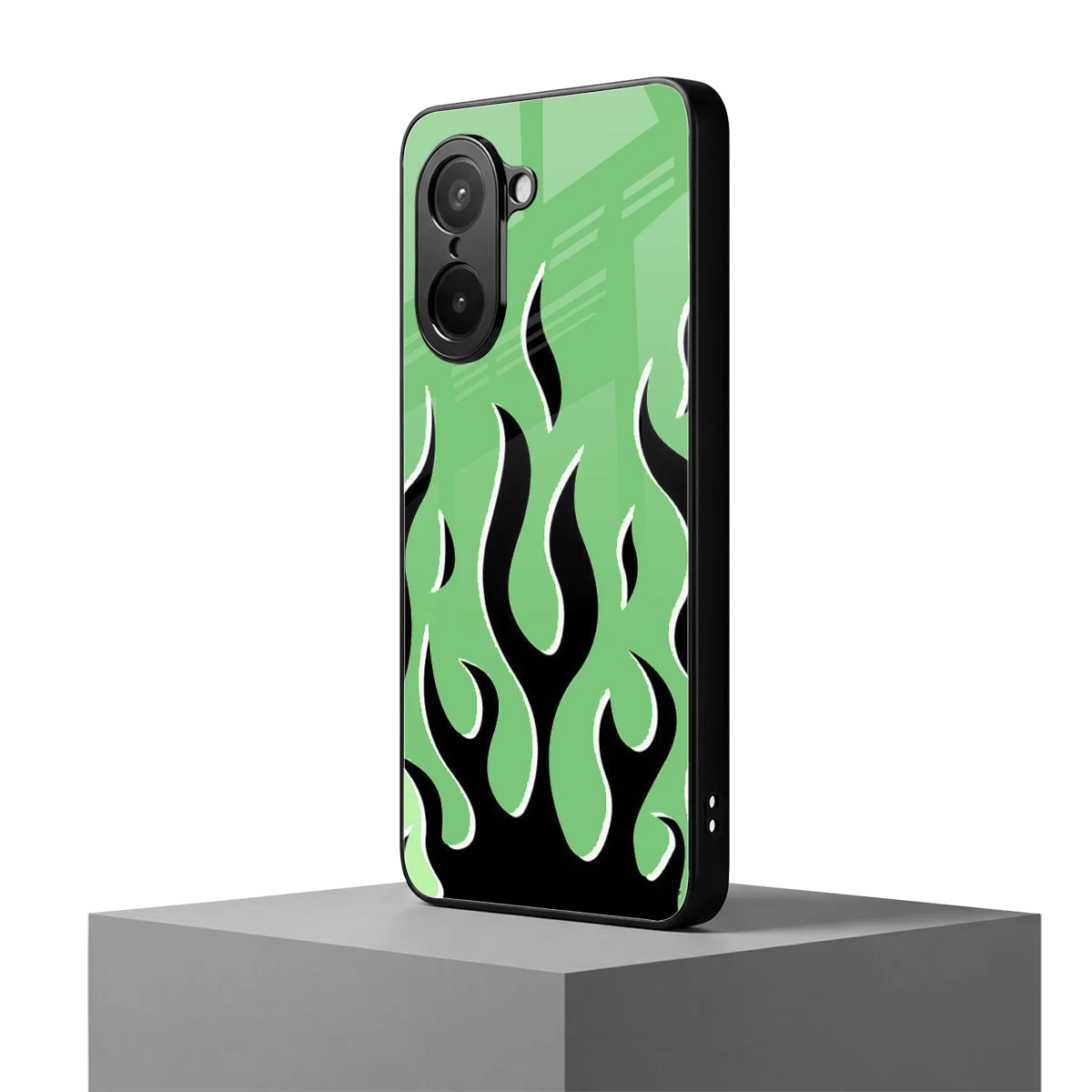 Y2K Retro Green Flames oneplus nord ce5 5g mobile cover | shockproof glass phone case