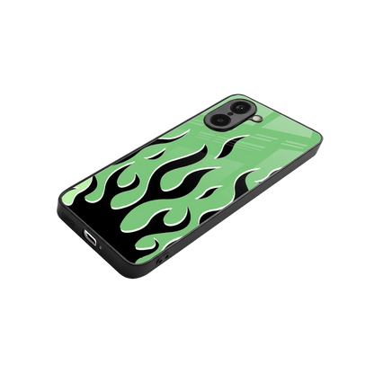 Y2K Retro Green Flames stylish phone case for oneplus nord ce5 5g | glossy glass and slim fit