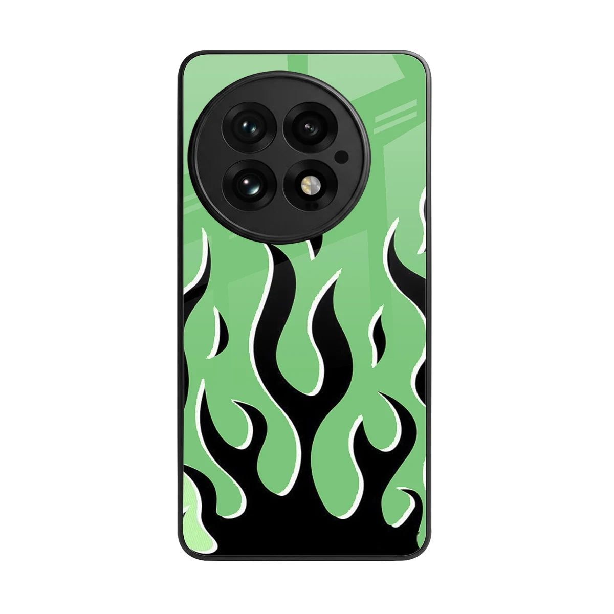 Y2K Retro Green Flames back phone cover | glass case for oneplus 13