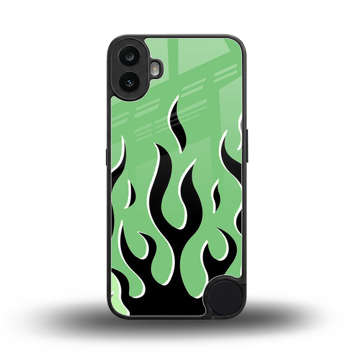 Y2K Retro Green Flames back phone cover | glass case for cmf nothing phone 1