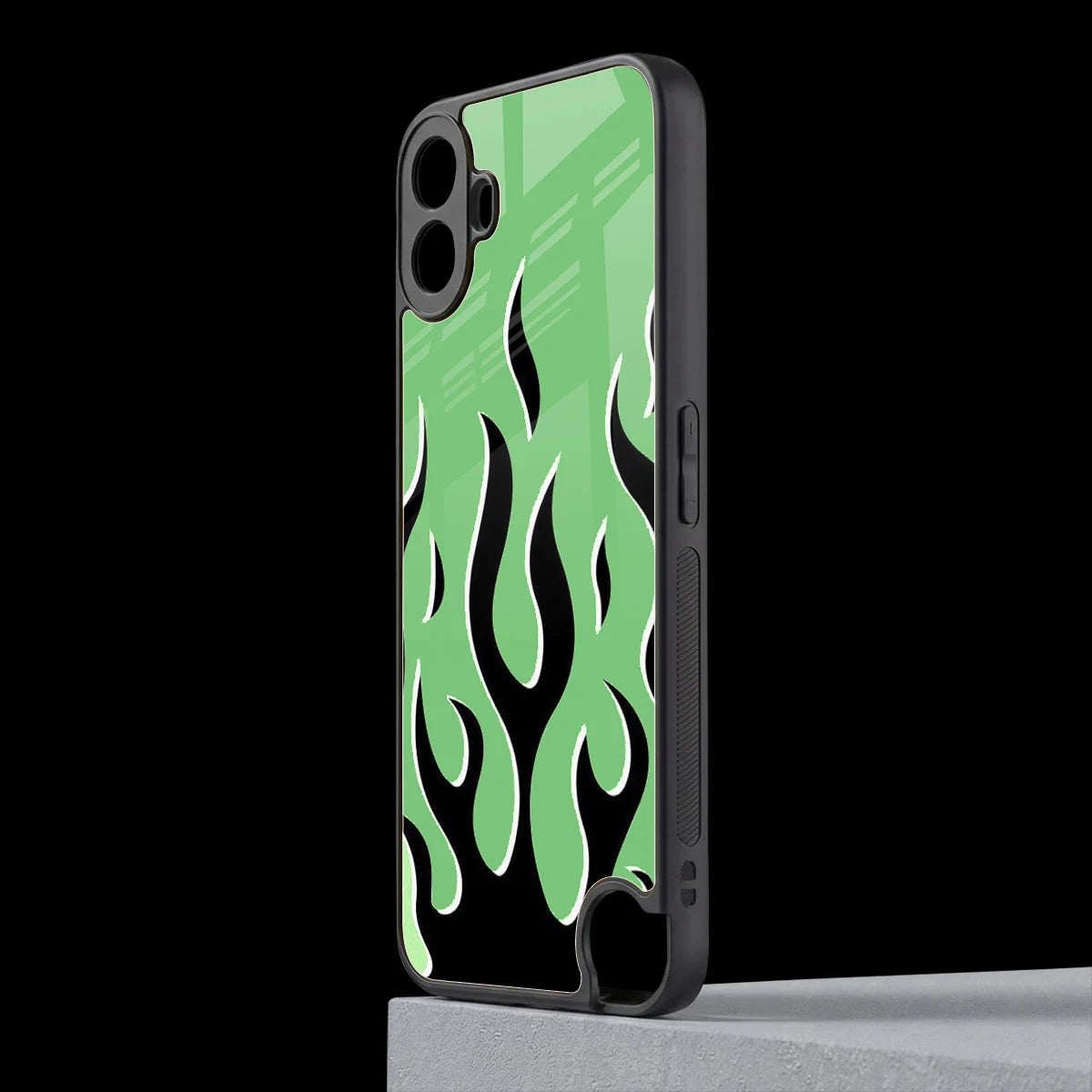 Y2K Retro Green Flames cmf nothing phone 1 mobile cover | shockproof glass phone case