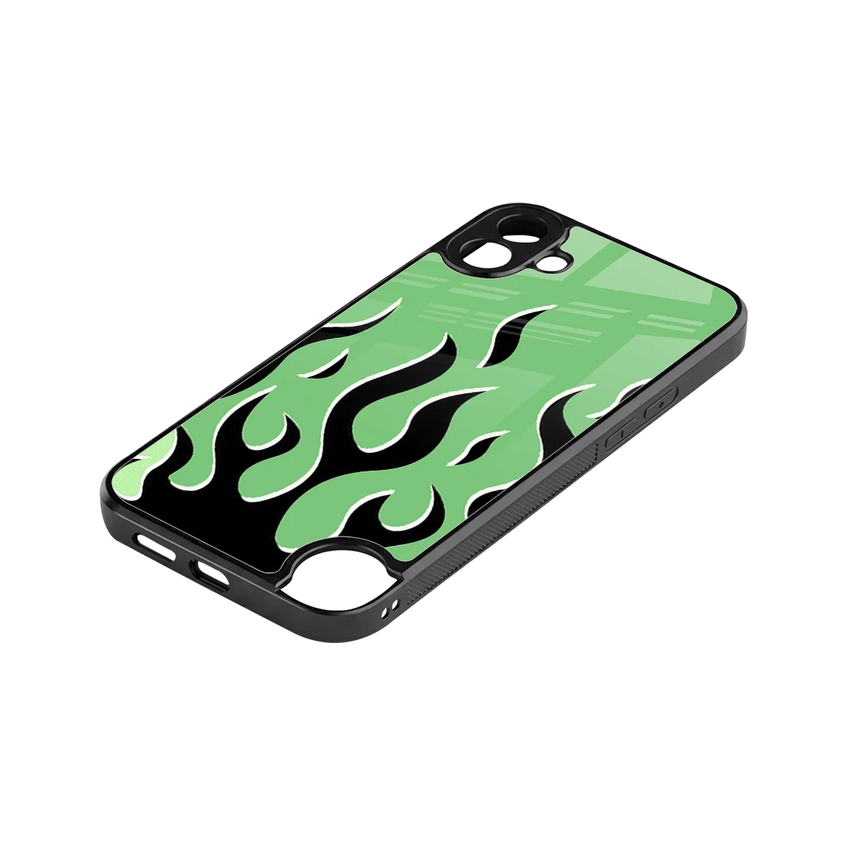 Y2K Retro Green Flames stylish phone case for cmf nothing phone 1 | glossy glass and slim fit