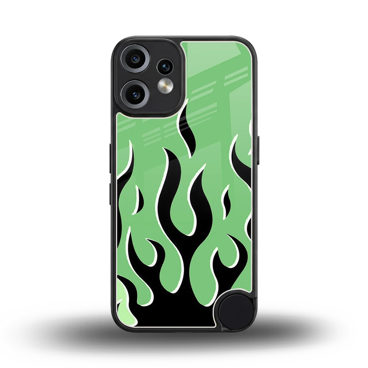 Y2K Retro Green Flames back phone cover | glass case for cmf nothing phone 2 pro
