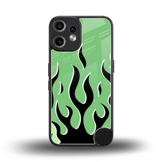 Y2K Retro Green Flames back phone cover | glass case for cmf nothing phone 2 pro