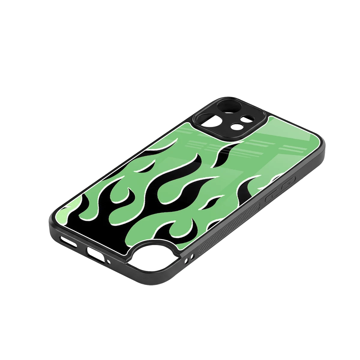 Y2K Retro Green Flames stylish phone case for cmf nothing phone 2 pro | glossy glass and slim fit