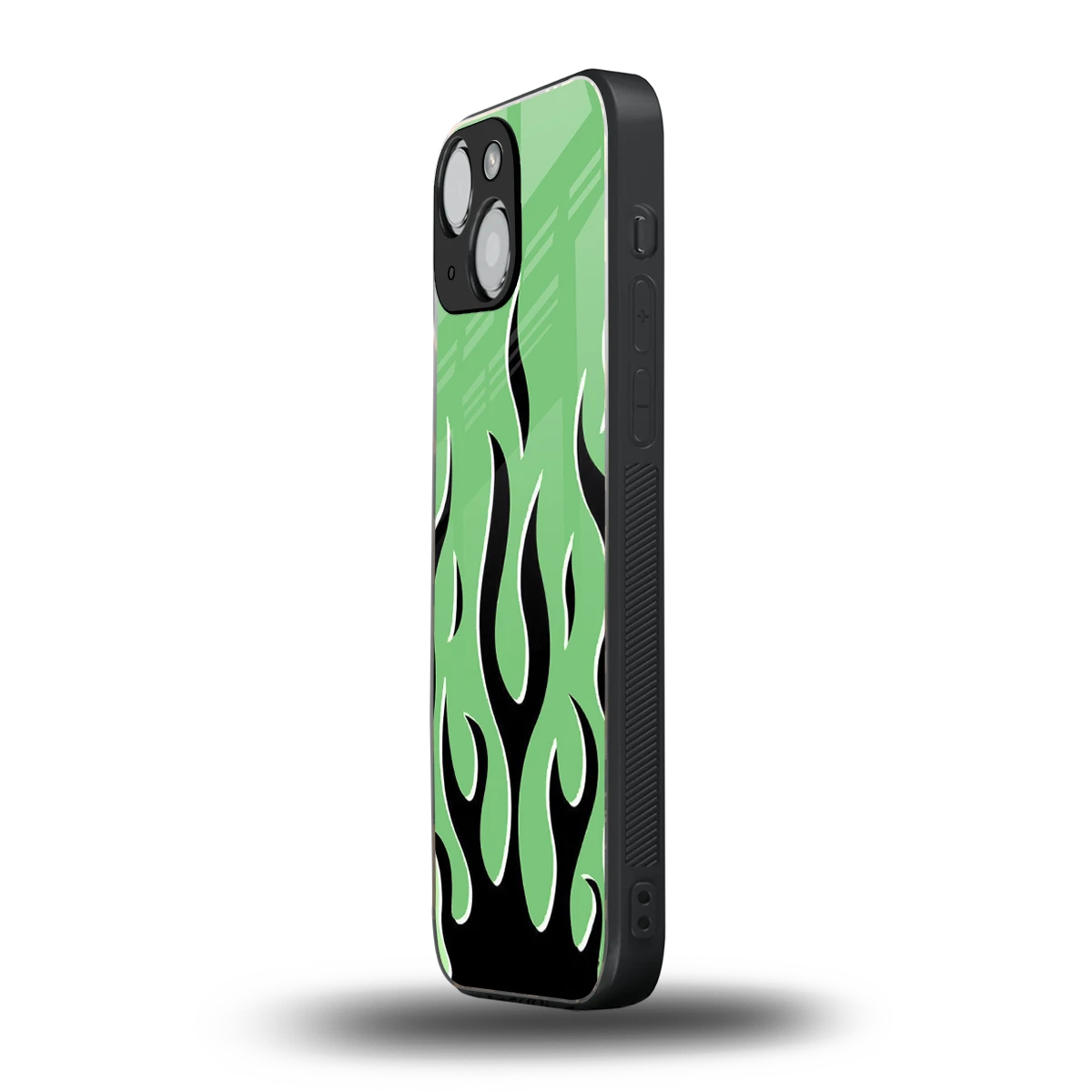 Y2K Retro Green Flames iphone 13 mini mobile cover | shockproof glass phone case