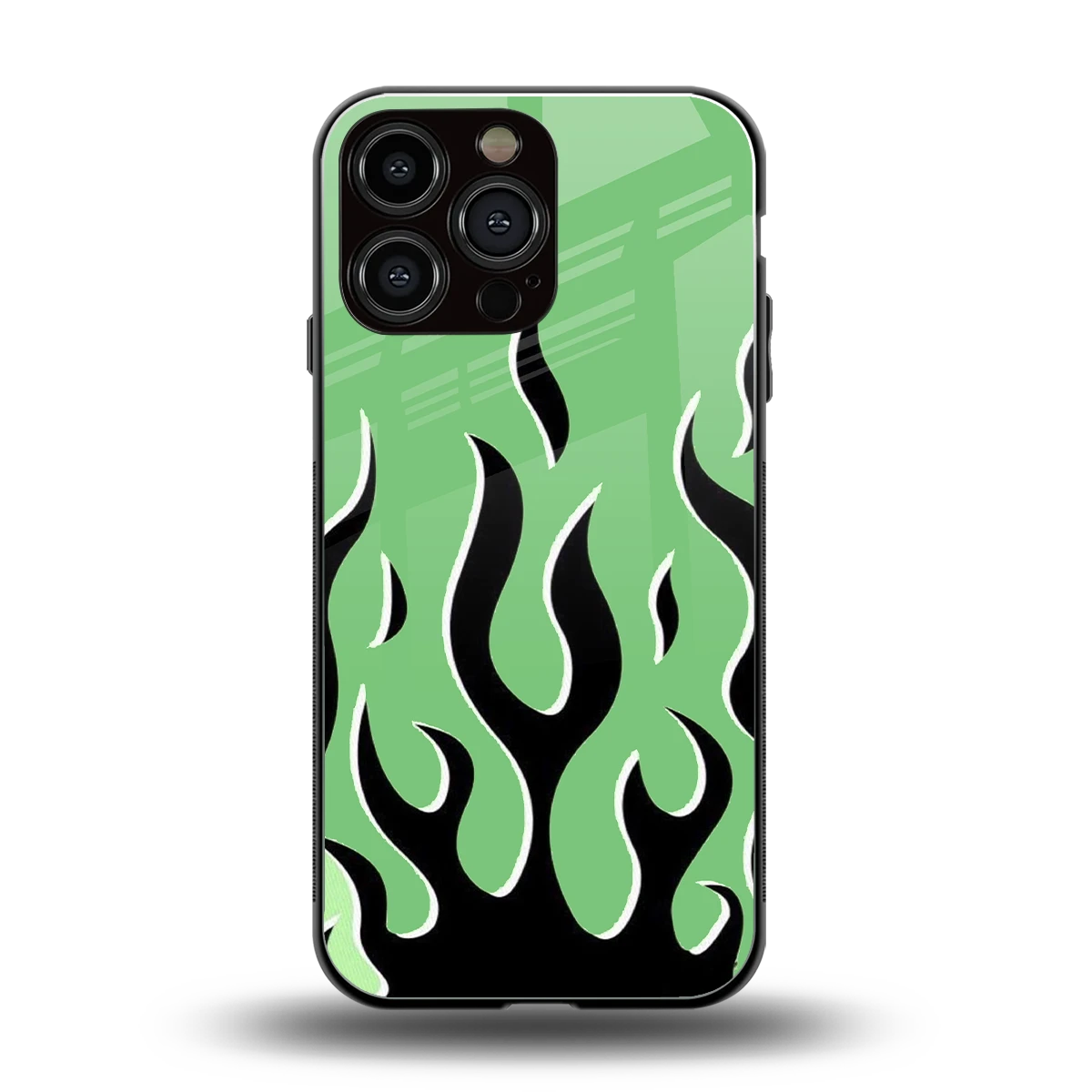 Y2K Retro Green Flames back phone cover | glass case for iphone 13 pro max