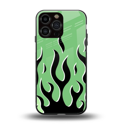 Y2K Retro Green Flames back phone cover | glass case for iphone 14 pro max