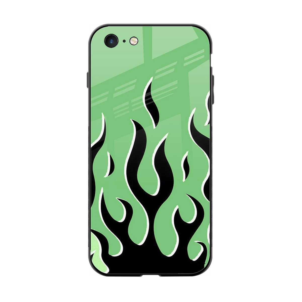 Y2K Retro Green Flames back phone cover | glass case for iphone 6s plus