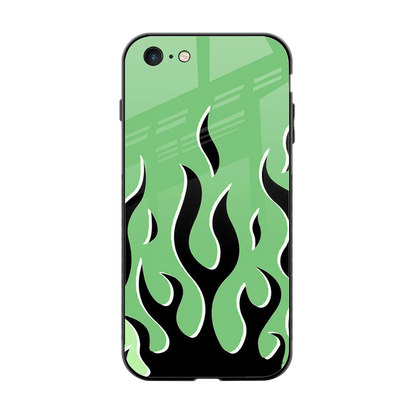 Y2K Retro Green Flames back phone cover | glass case for iphone 6s plus