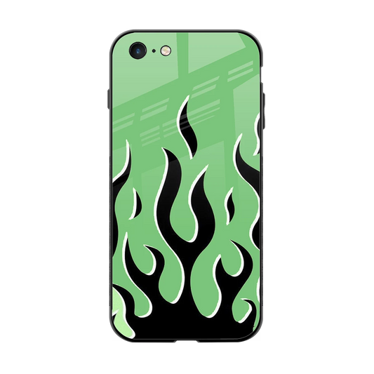 Y2K Retro Green Flames back phone cover | glass case for iphone 6s