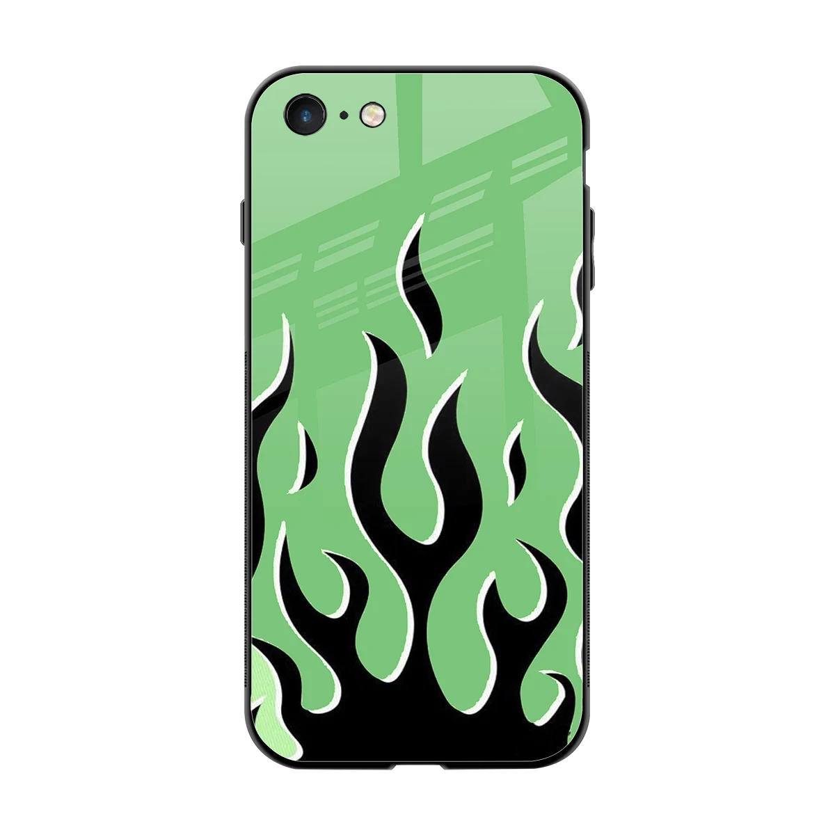 Y2K Retro Green Flames back phone cover | glass case for iphone 7