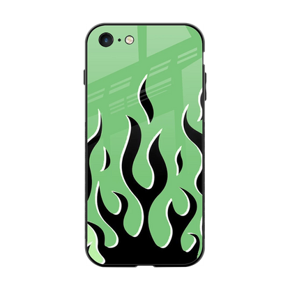 Y2K Retro Green Flames back phone cover | glass case for iphone 7