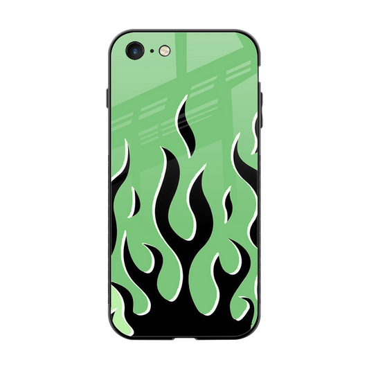 Y2K Retro Green Flames back phone cover | glass case for iphone 7