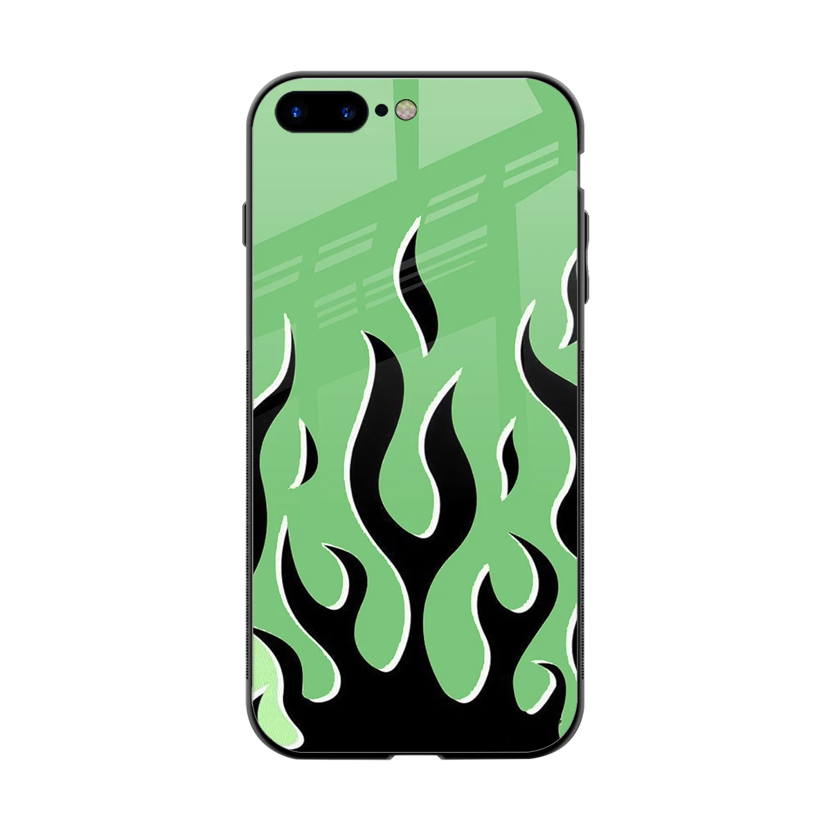Y2K Retro Green Flames back phone cover | glass case for iphone 8 plus