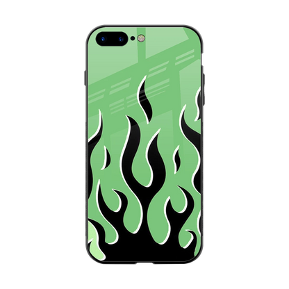 Y2K Retro Green Flames back phone cover | glass case for iphone 8 plus