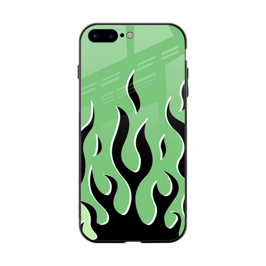Y2K Retro Green Flames back phone cover | glass case for iphone 8 plus