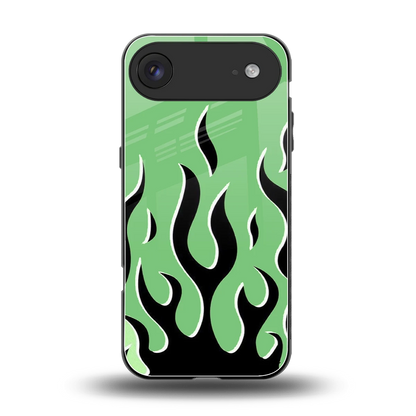 Y2K Retro Green Flames back phone cover | glass case for iphone air