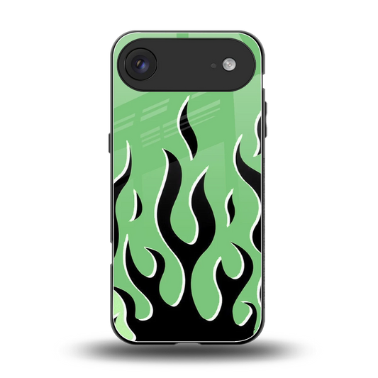 Y2K Retro Green Flames back phone cover | glass case for iphone air