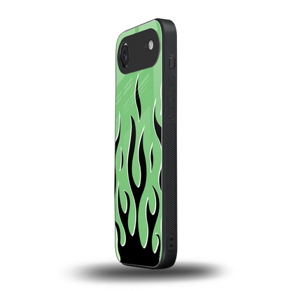 Y2K Retro Green Flames iphone air mobile cover | shockproof glass phone case