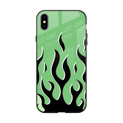 Y2K Retro Green Flames back phone cover | glass case for iphone xs max