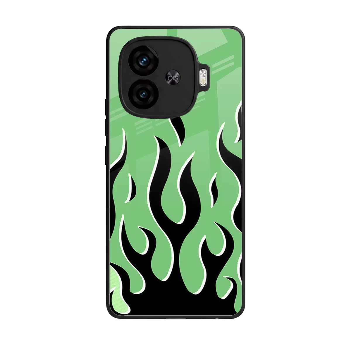 Y2K Retro Green Flames back phone cover | glass case for iqoo neo 10r 5g