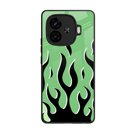 Y2K Retro Green Flames back phone cover | glass case for iqoo neo 10r 5g