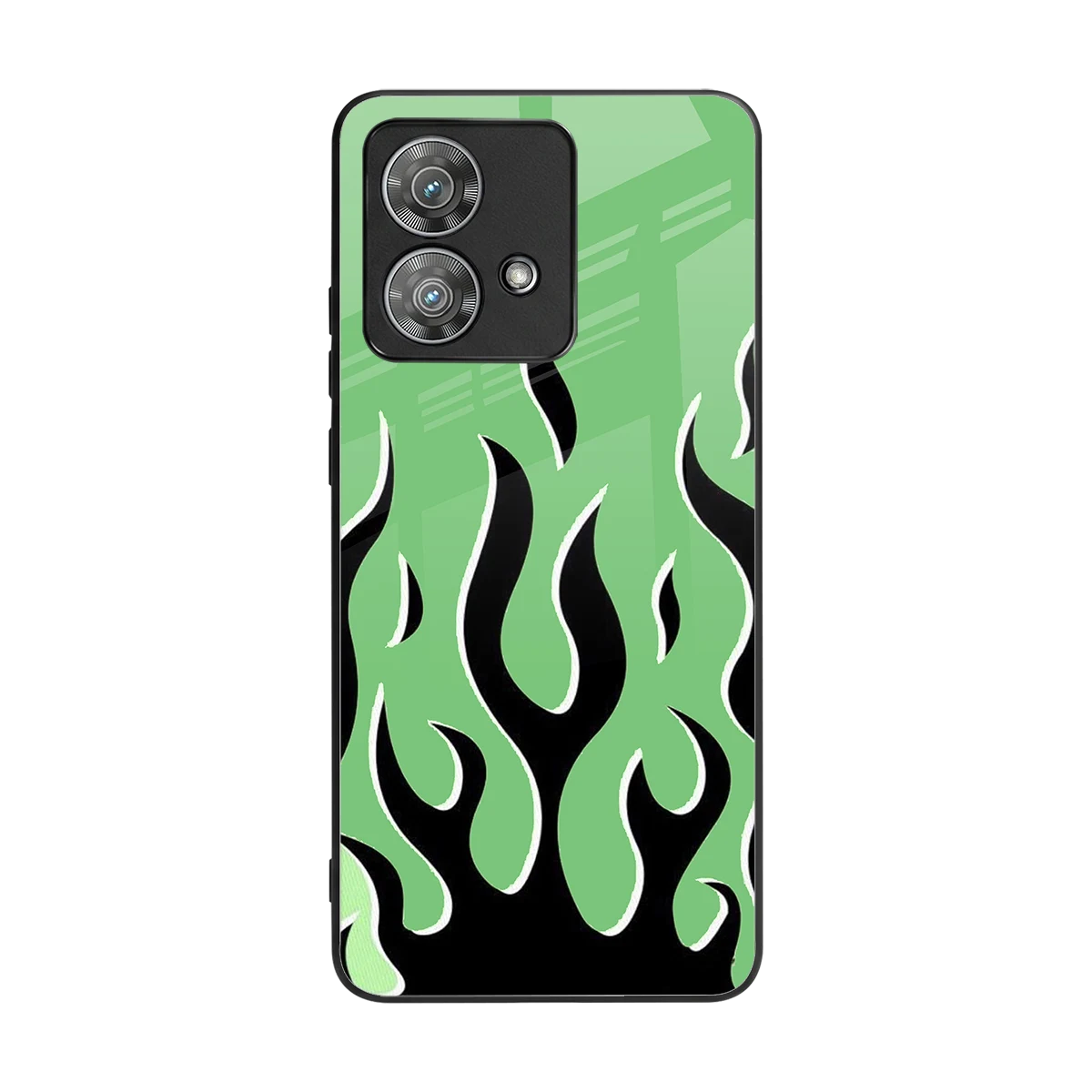 Y2K Retro Green Flames back phone cover | glass case for motorola edge 40 neo 5g