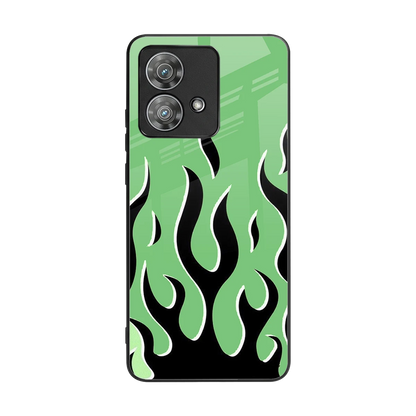 Y2K Retro Green Flames back phone cover | glass case for motorola edge 40 neo 5g