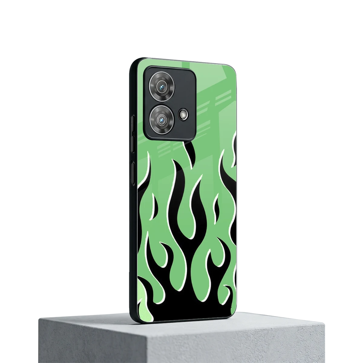 Y2K Retro Green Flames motorola edge 40 neo 5g mobile cover | shockproof glass phone case