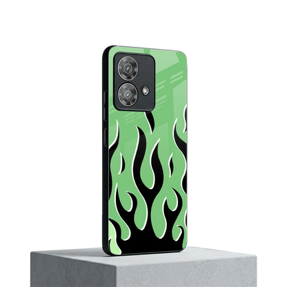 Y2K Retro Green Flames motorola edge 40 neo 5g mobile cover | shockproof glass phone case